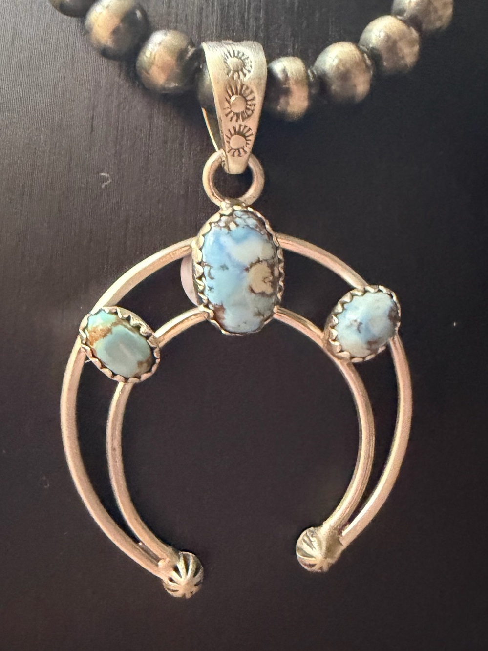 Sterling Silver Turquoise Naja Pendant Necklace - Golden Hills Turquoise